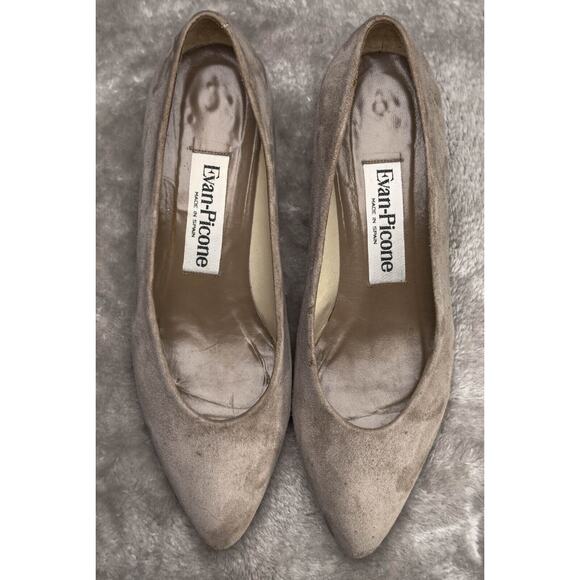 Evan Picone Vintage Tan Suede Leather Kitten Heels Pointed Toe Womens Size 7.5 - Picture 10 of 16